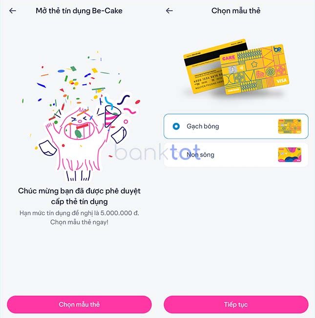 Hướng dẫn mở thẻ tín dụng Be x Cake online